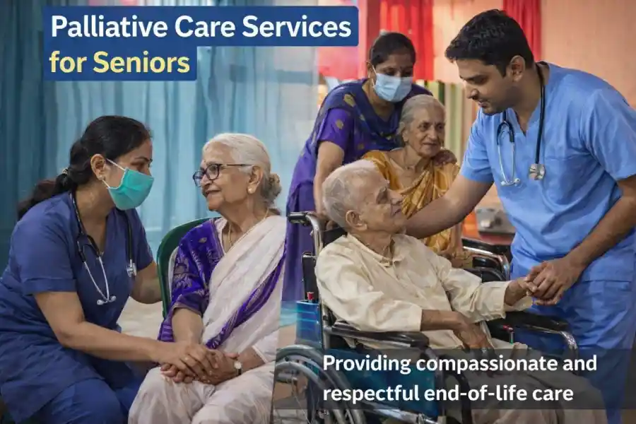 Senior receiving compassionate palliative care support